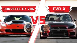 Corvette C7 Z06 vs Evo X  Driver Battles Track Edition [upl. by Hayton]