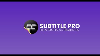 Subtitle Pro for After Effects and Premiere Pro v28 [upl. by Feriga]