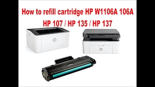 HP W1106A 106A HP Laser 107a 135a 137fnw  How to refill toner cartridge [upl. by Eleon203]