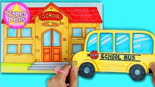 DIY Paper dolls School Quietbook 🏫🎒 Have fun with your friends at school✏️🏀🎾🌭 [upl. by Ellehcam645]