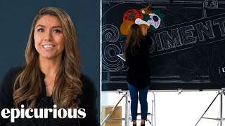 Price Points Chalkboard Artist Explains Her Process  Epicurious [upl. by Ennahtebazile415]