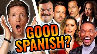 Polyglot Reacts 10 Celebs Speaking Spanish [upl. by Necila]