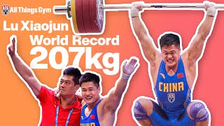 Lu Xiaojun 207kg World Record Clean amp Squat Jerk Slow Motion [upl. by Meit]