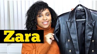 How to style BLACK LEATHER BLAZER from my ZARA HAUL [upl. by Lativa]