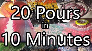 20 Acrylic Pours in 10 minutes [upl. by Anileh582]