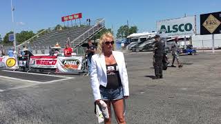 Woman Falls On The Starting Line Causing A Disqualification on A Pro Fuel Nitro Harley Bye Run [upl. by Aix]