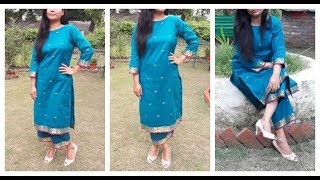 Make Full Suit From Old Saree  DIY Kurti  Measurement cutting Stitching [upl. by Cimbura]