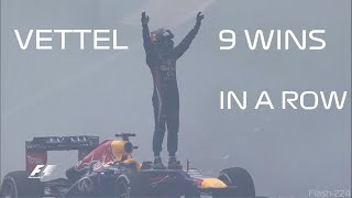 Sebastian Vettel  9 F1 Wins In A Row [upl. by Nnylhsa]