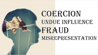 Coercion Undue Influence Fraud Misrepresentation  Indian Contract Act 1872  Law Guru [upl. by Doralin]