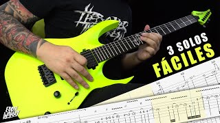 3 SOLOS FÁCILES DE TOCAR EN GUITARRA ELÉCTRICA  TABS [upl. by Ader]