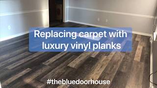 Replacing carpet with luxury vinyl tile planks [upl. by Heti367]