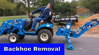 MT125 Tractor Backhoe Removal Similar to 10125R GC1710 GC1720 Workmaster 25s [upl. by Shandy]