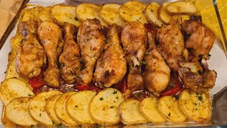 POLLO CON PAPAS AL HORNO  FACIL Y MUY RICO [upl. by Naitsyrk856]