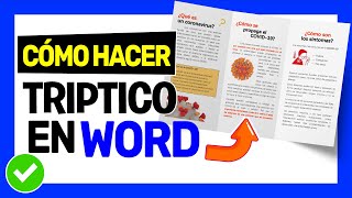 Como hacer TRIPTICO EN WORD 2019 2016 2013 ✅  Brochure o Folleto 001 [upl. by Lawson497]