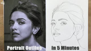 Perfect Portrait Outline in 5 Minutes  HOW TO DRAW FACE  Basic Proportion for Beginners [upl. by Bealle947]