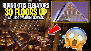 Riding Otis Elevators 30 Floors Up At Luxor Pyramid Las Vegas Nevada Inclinator Funicular Elevators [upl. by Gnof]