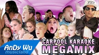 CARPOOL KARAOKE MEGAMIX ft James Corden amp All The Artists 20152016 [upl. by Ahsykal]