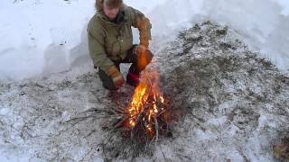 Bushcraft  Essential Winter Fire Lighting Techniques [upl. by Naitsirt]