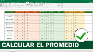 Como sacar promedio en Excel Calcular Promedio [upl. by Yggam950]