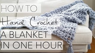 How to Hand Crochet a Blanket in One Hour  Simply Maggie [upl. by Alleen541]