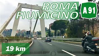 A91  ROMA  FIUMICINO  Autostrada dellAeroporto di Roma Fiumicino  Percorso completo [upl. by Trik]