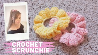 CROCHET EASY SCRUNCHIE  BEGINNER TUTORIAL QUICK AND EASY DIY [upl. by Miof Mela]