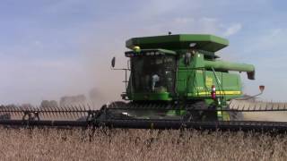 John Deere 9870 STS Combine Harvesting Double Crop Soybeans [upl. by Adriene]