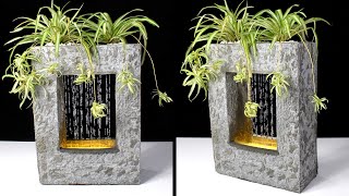 DIY Concrete RainFall Fountain Planter Pot ⛲ Cement Craft Ideas [upl. by Maida]