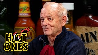 Bill Murray Doesn’t Flinch While Eating Spicy Wings  Hot Ones [upl. by Aseefan]