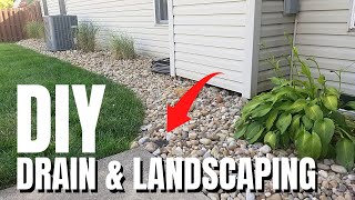 DIY French Drain amp Landscaping  River Rock  Yard Drainage Solution [upl. by Boice]