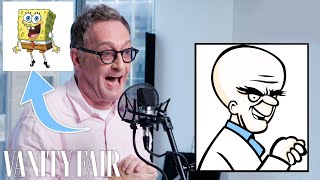 Tom Kenny SpongeBob Improvises 5 New Cartoon Voices  Vanity Fair [upl. by Ahseekat]