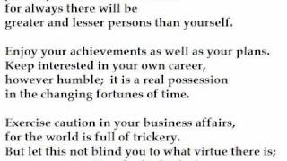 Desiderata by Max Ehrmann read by Tom OBedlam [upl. by Novyar]