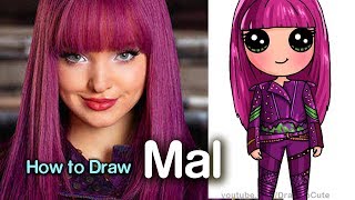 How to Draw Mal Easy  Disney Descendants 2 [upl. by Meier]