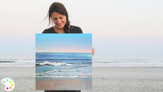 How to Paint in Acrylics  Ocean Painting Tutorial [upl. by Nyltac]