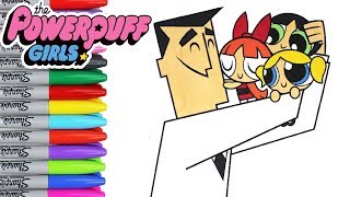 The Powerpuff Girls Coloring Book Pages BUBBLES BLOSSOM BUTTERCUP amp PROFESSOR [upl. by Helbonia]