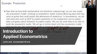 Introduction to Applied Econometrics [upl. by Aissat]