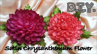 DIY Satin Chrysanthemum Flower  MyInDulzens [upl. by Eikcir]