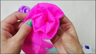 FLORES DE PAPEL CREPÉ FÁCILES  Como hacer flores de papel fáciles [upl. by Evoy]