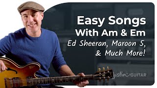 3 Easy Songs on Guitar using Em and Am  Guitar for Beginners [upl. by Buyer446]