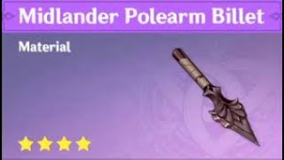 HOW TO GET MIDLANDER POLEARM BILLET GENSHIN IMPACT [upl. by Einnel145]