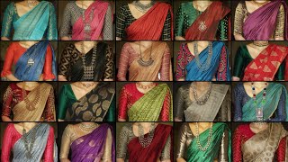 Beautiful Blouse Front Neck Designs😍Simple Brocade Contrast Blouse Designs For Silk Sarees❤PART2 [upl. by Neras681]