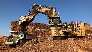 Caterpillar 6040 Excavator Loading Terex Dumpers And Operator View [upl. by Marje129]