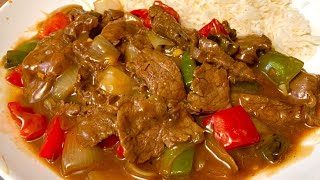 Deliciosa carne de bistec con pimientos  Pepper Steak [upl. by Bixler]