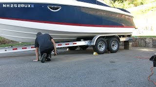 Repositioning a 25 Boat on its trailer while in the driveway [upl. by Esirtal]