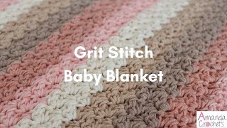 Grit Stitch Baby Blanket  Easy Crochet Blanket Tutorial [upl. by Nomzed]