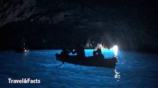 Blue Grotto Grotta Azzurra  Capri Italy  Travel Stock Footage [upl. by Enelrihs]