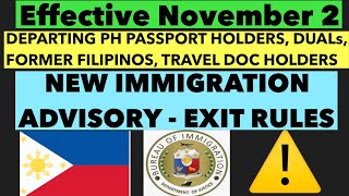 PHILIPPINES TRAVEL UPDATE  NEW IMMIGRATION EXIT RULES STARTING NOVEMBER 2 [upl. by Pigeon]