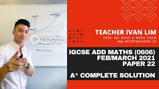 IGCSE ADD MATHS 0606  FEB MARCH 2021 Paper 22  COMPLETE SOLUTION  060622FM21 [upl. by Aik]