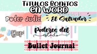 como hacer TITULOS BONITOS en WORD [upl. by Naryt476]