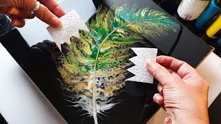 STUNNING Acrylic SWIPE Feather Painting Tutorial  ABcreative  Fluid Acrylic Pour [upl. by Drauode]